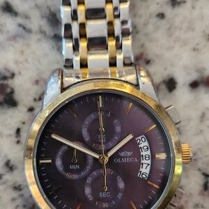 Olmeca Men's 0826M Analog Gold and Silver Watch With Purple Dial